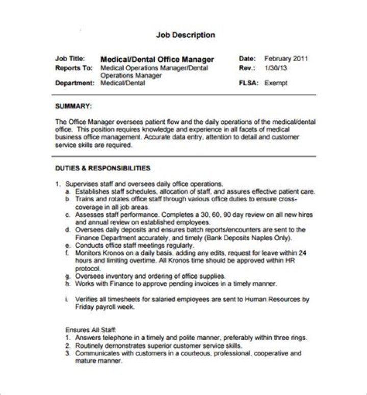 Dental Office Manager Job Description PDF: Full Template & Requirements