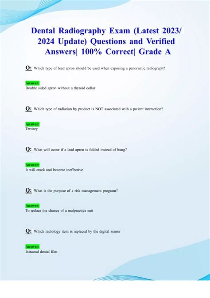 Dental Radiography Test Questions & Answers PDF: Expert Practice Guide