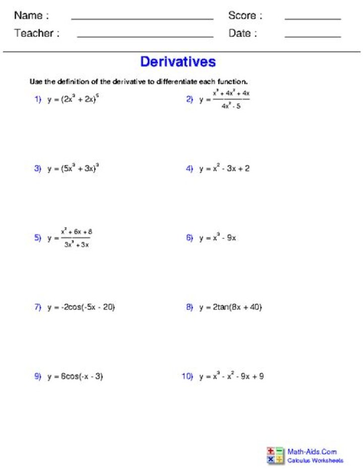 Derivative Practice Problems & Answers PDF – Master Calculus with Step-by-Step Solutions