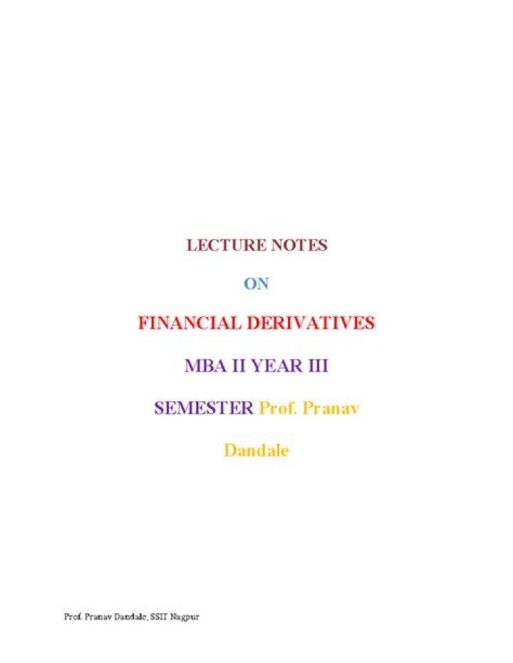 Master Derivatives Management with MBA Notes PDF