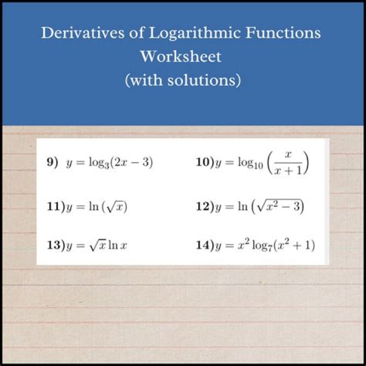 Derivatives of Logarithmic Functions Worksheet with Answers PDF