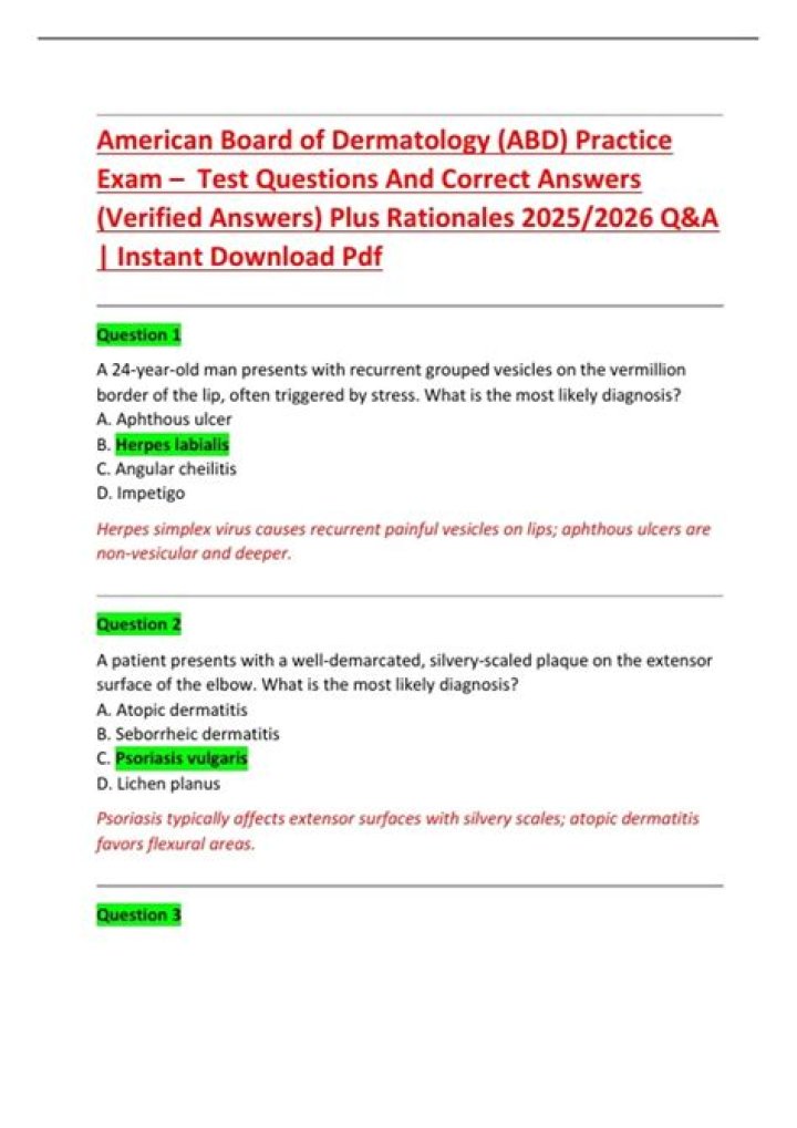 Dermatology Board Review Questions PDF: Expert Prep Resource