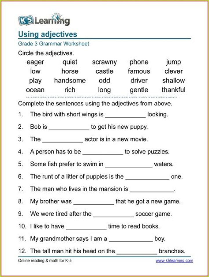 Descriptive & Limiting Adjectives Worksheet PDF for Effective Writing