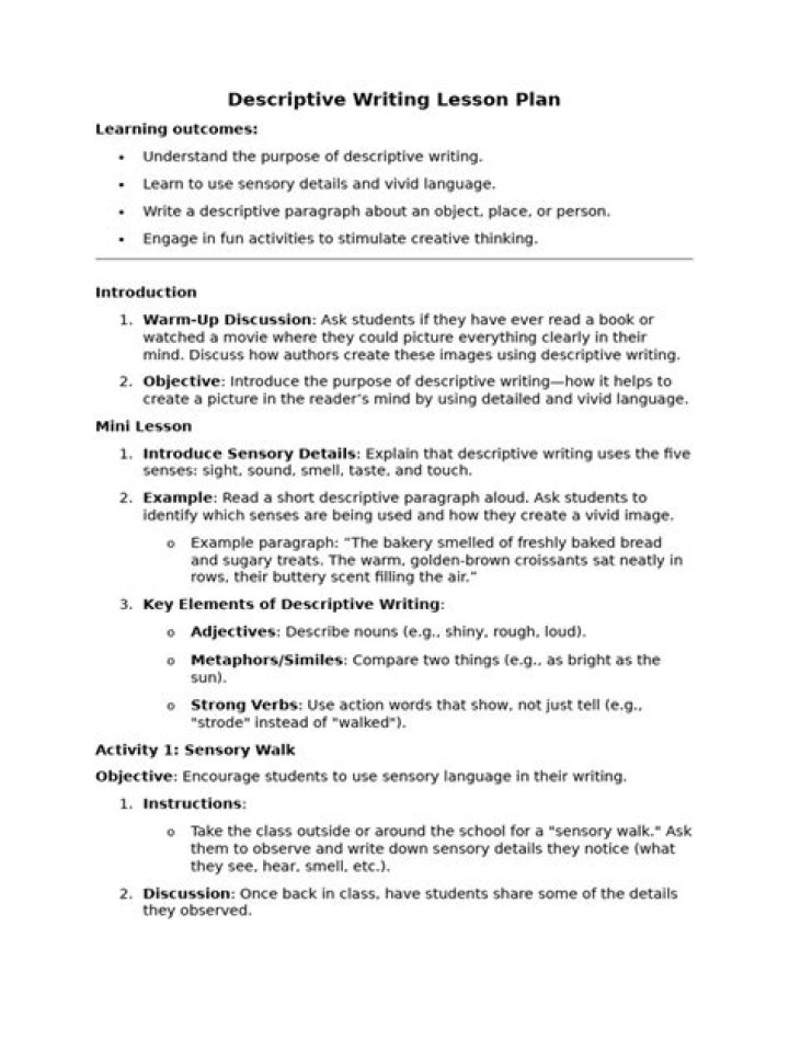 Master Descriptive Writing with Our Free PDF Lesson Plan