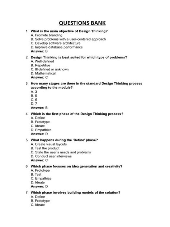Design Thinking Questions and Answers PDF: Master Problem Solving