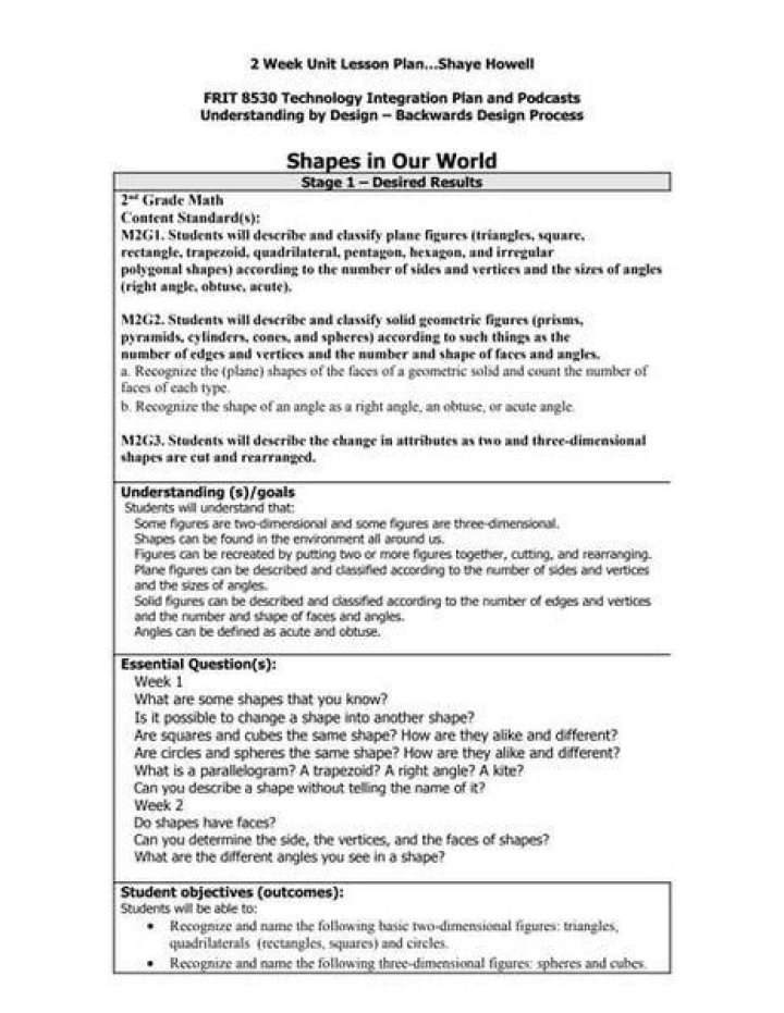 Detailed Lesson Plan About Shapes for Kindergarten PDF