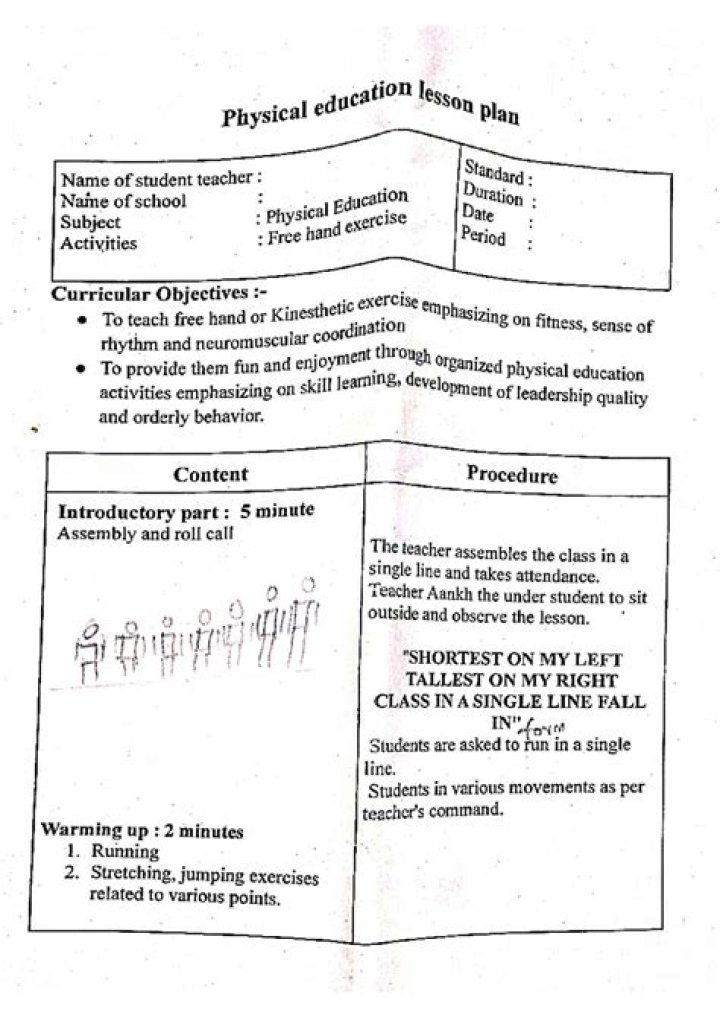 Detailed Lesson Plan in Physical Education for Elementary Students PDF