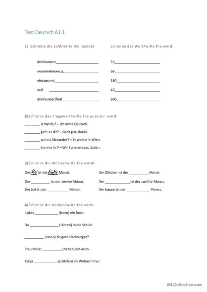 Deutsch A1 Test PDF – Freier Online-Test & Praxisaufgaben