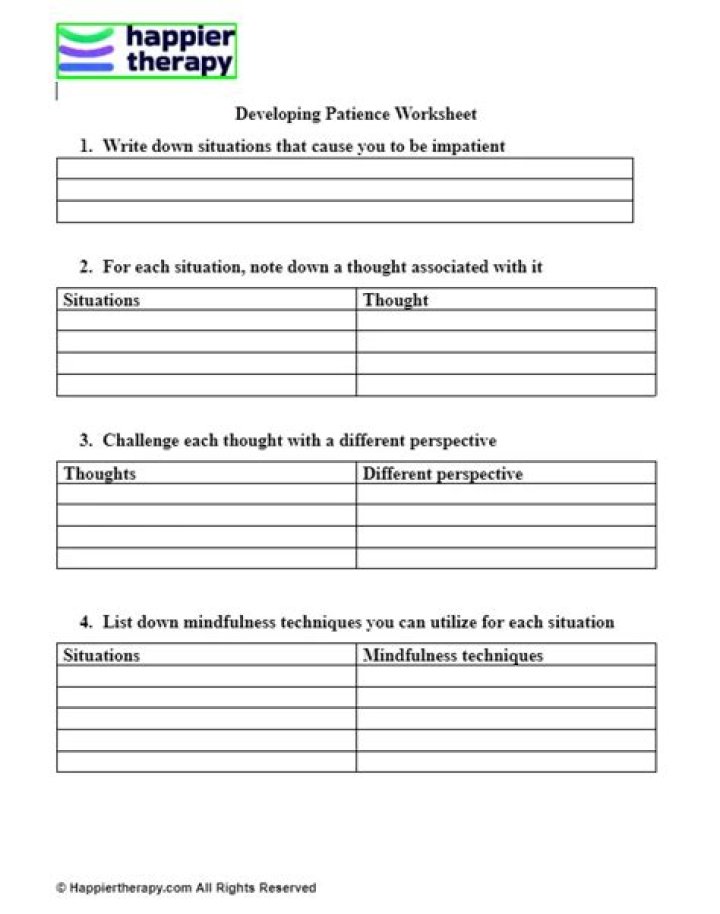 Develop Patience with This Free Worksheet PDF