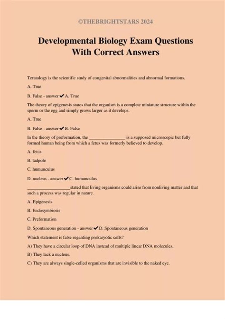 Developmental Biology Questions & Answers PDF: Essential Study Guide
