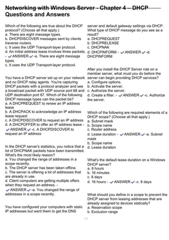 DHCP Questions and Answers PDF: Expert Guide