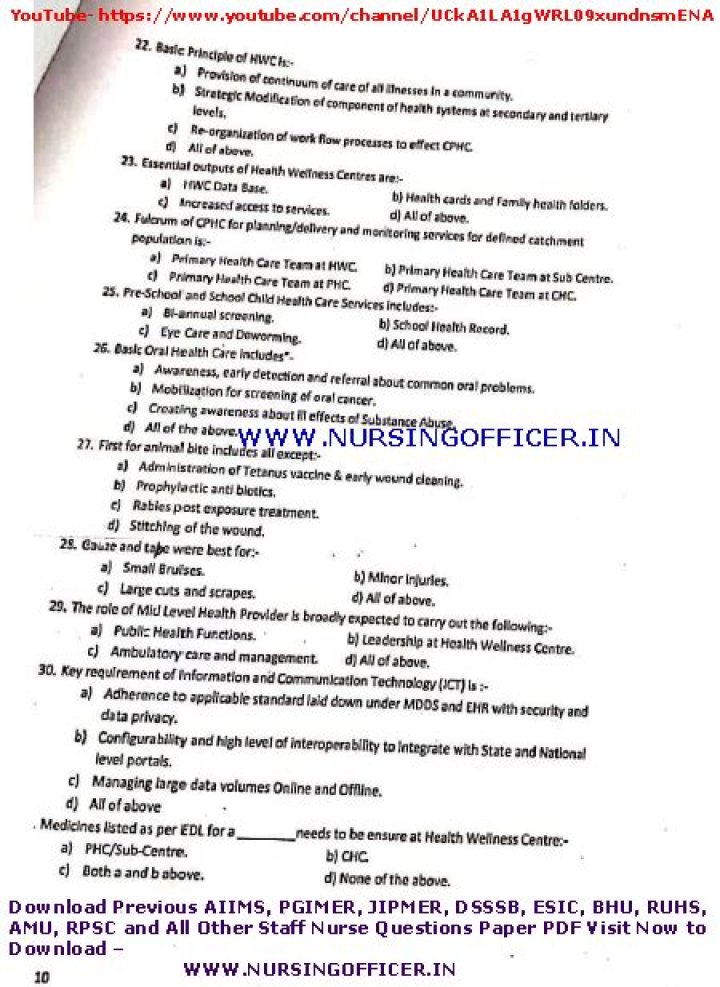 DHS Maharashtra Staff Nurse Question Paper PDF for Exam Preparation