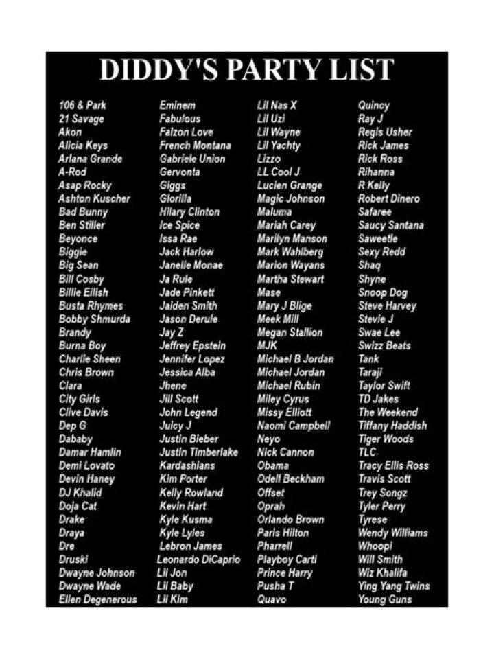 Diddy Party List PDF – Exclusive Guest List & Event Details