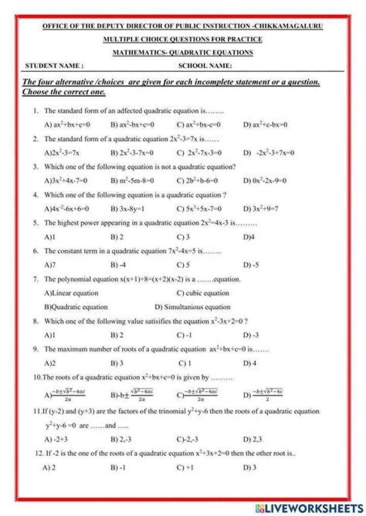 Differential Equations Multiple Choice Questions with Answers PDF