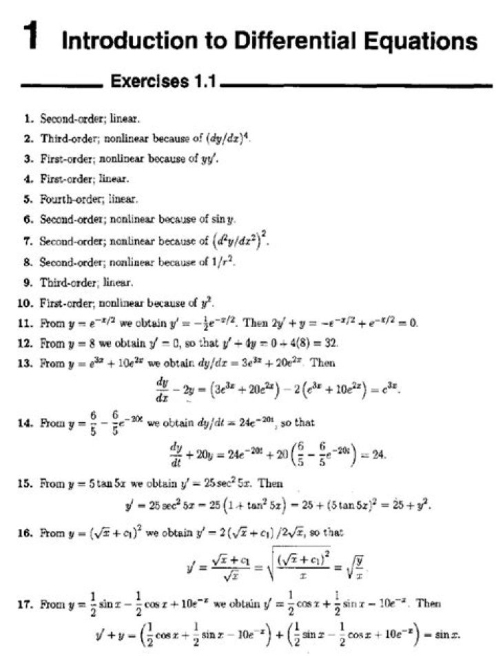 Free Differential Equations Worksheets PDF for Students & Teachers