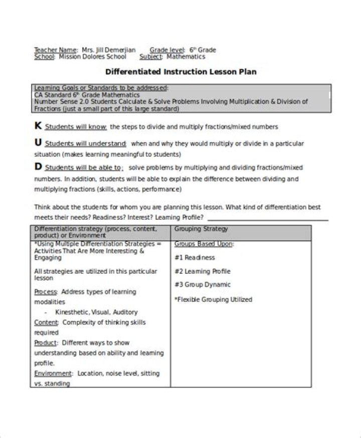 Differentiated Lesson Plans PDF – Tailored for Every Learner