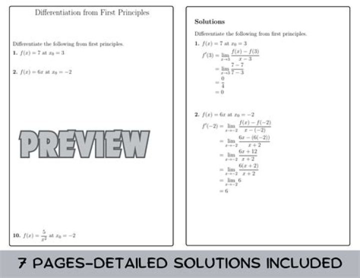 How to Achieve Differentiation from First Principles: Worksheet PDF