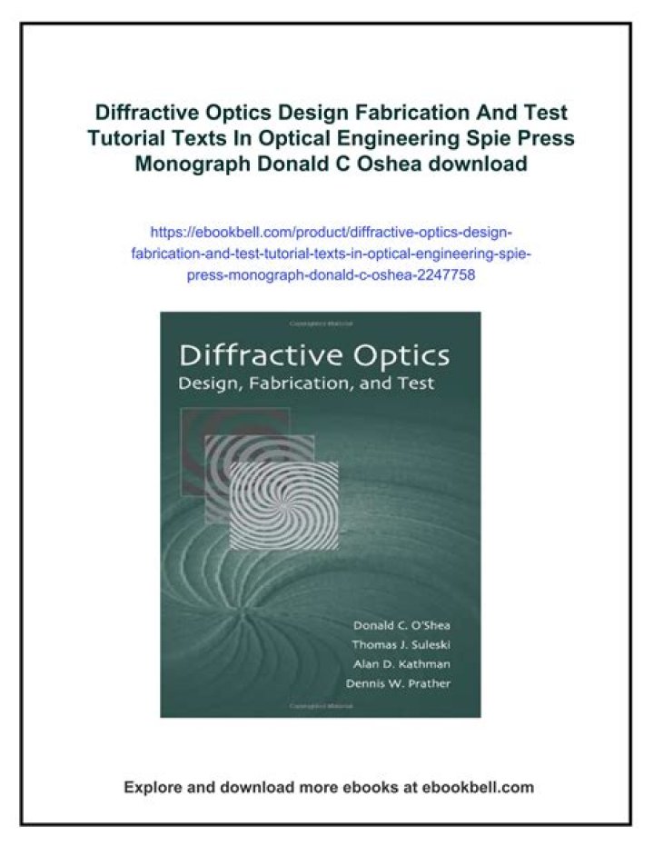 Diffractive Optics Design, Fabrication, and Test PDF Guide