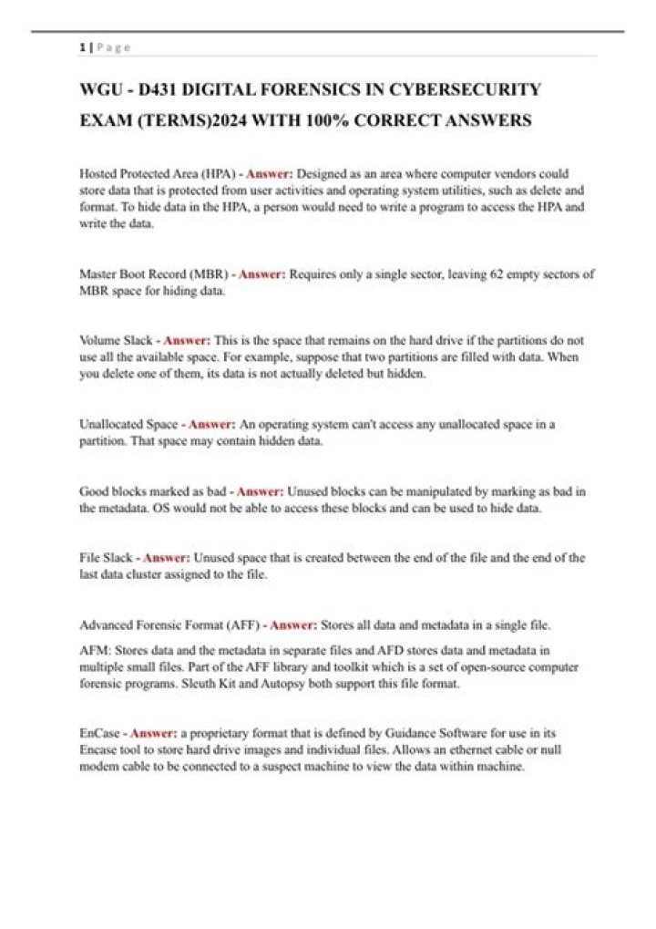 Digital Forensics Exam Questions and Answers PDF – Expert Study Guide