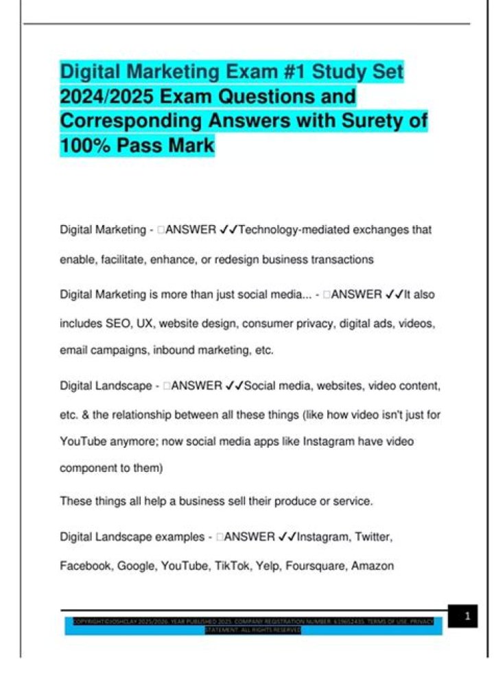 Digital Marketing Exam Questions & Answers PDF: Master Exam Readiness