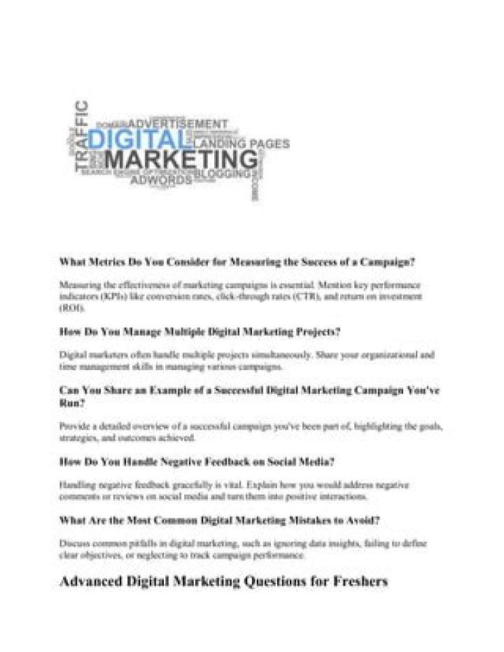 Digital Marketing Interview Questions for Freshers PDF Guide
