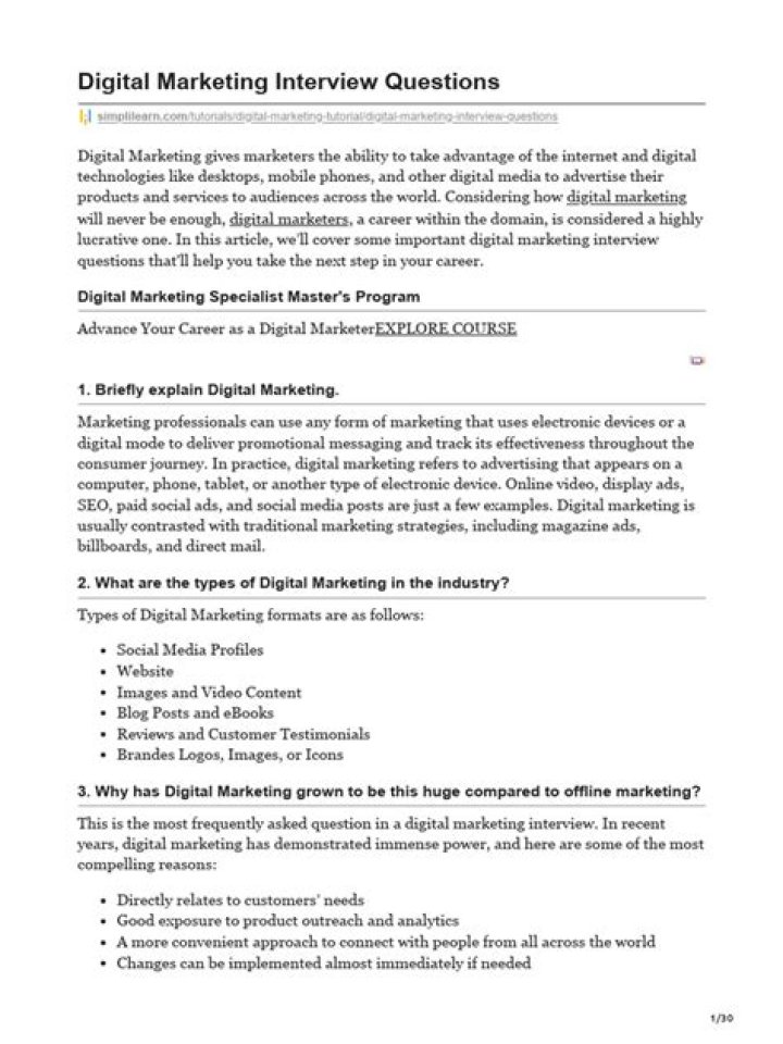 Top Digital Marketing Interview Questions PDF – Expert Prep Guide