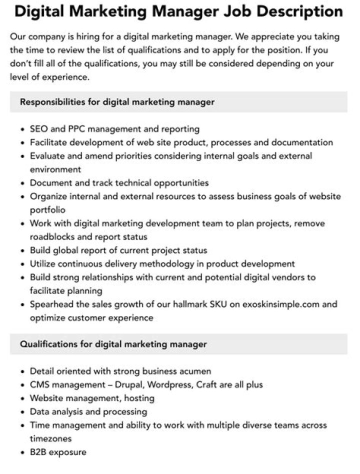 Digital Marketing Manager Job Description PDF: Full Role Guide & Requirements