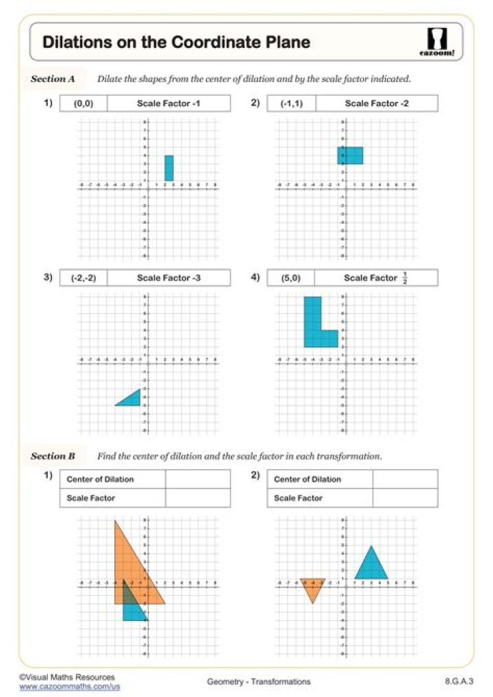 Free Dilations Worksheet PDF for Geometry Practice