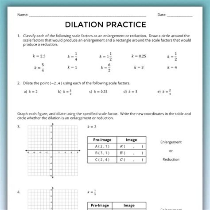 Free Dilations Worksheet with Answers PDF - Perfect for Geometry Practice