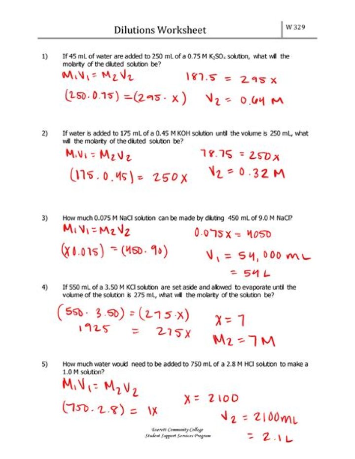 Dilution Practice Problems with Answers PDF – Master Lab Dilution Calculations