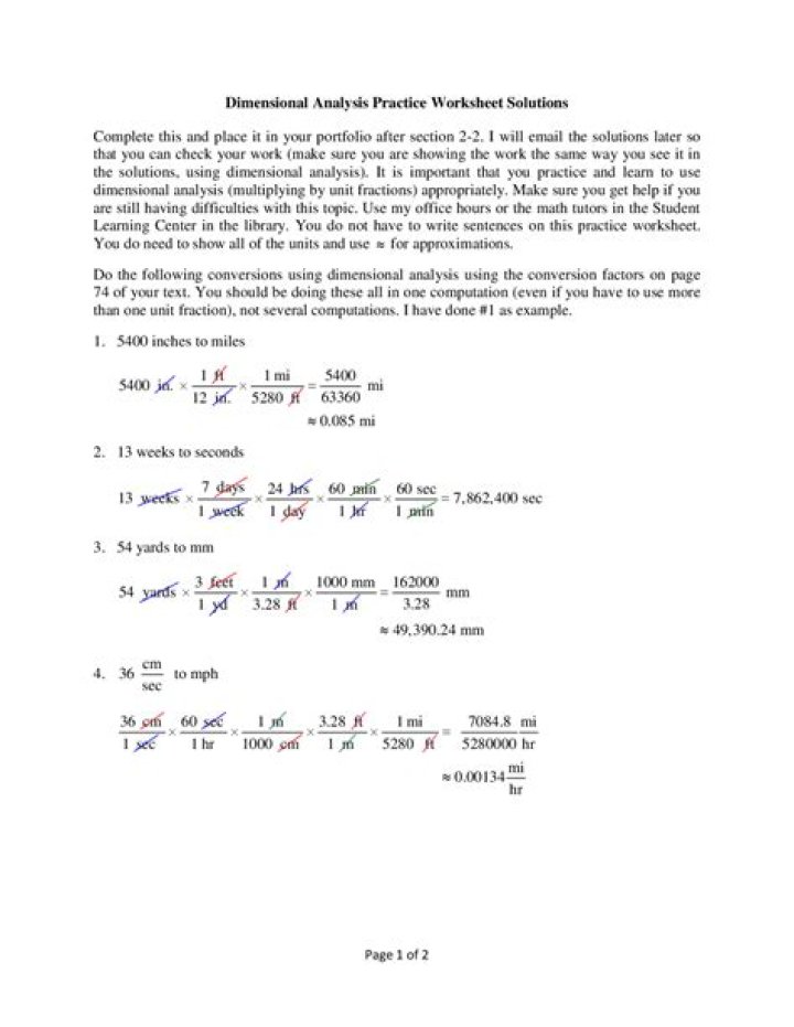 Dimensional Analysis Practice Problems with Answers PDF for Students