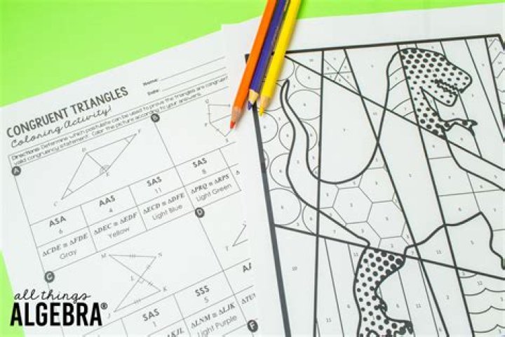 Dinosaur Congruent Triangles Coloring Activity with Answers PDF