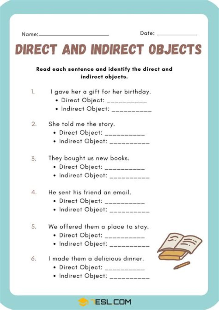 Direct and Indirect Object Exercises with Answers PDF