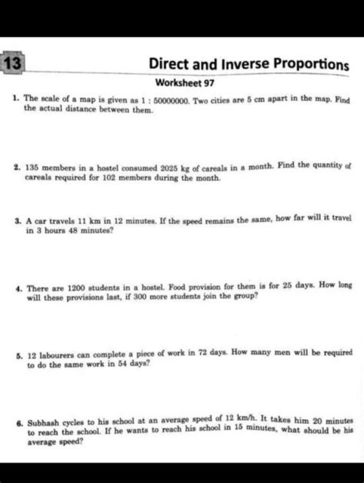 Direct and Inverse Proportion Questions with Solutions for Class 7 PDF