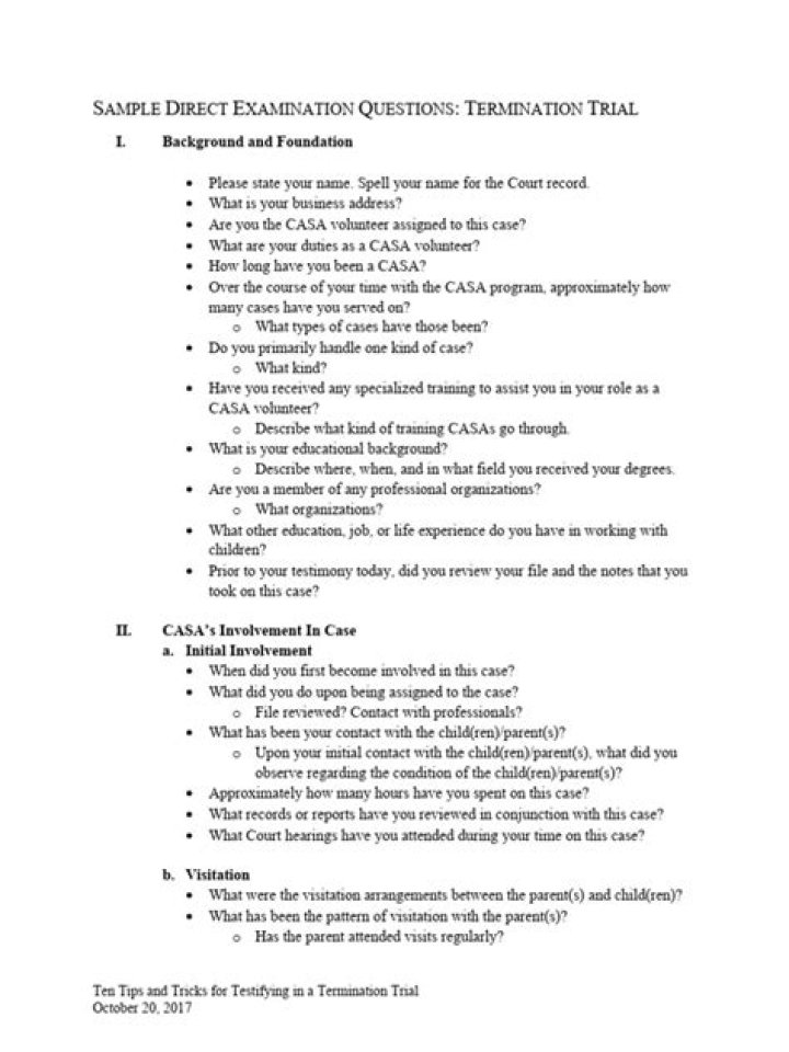 Direct Examination Questions Mock Trial Examples PDF