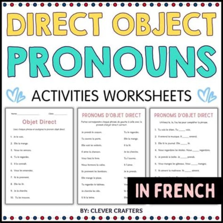 Direct Object Pronouns French Worksheet PDF – Download Now
