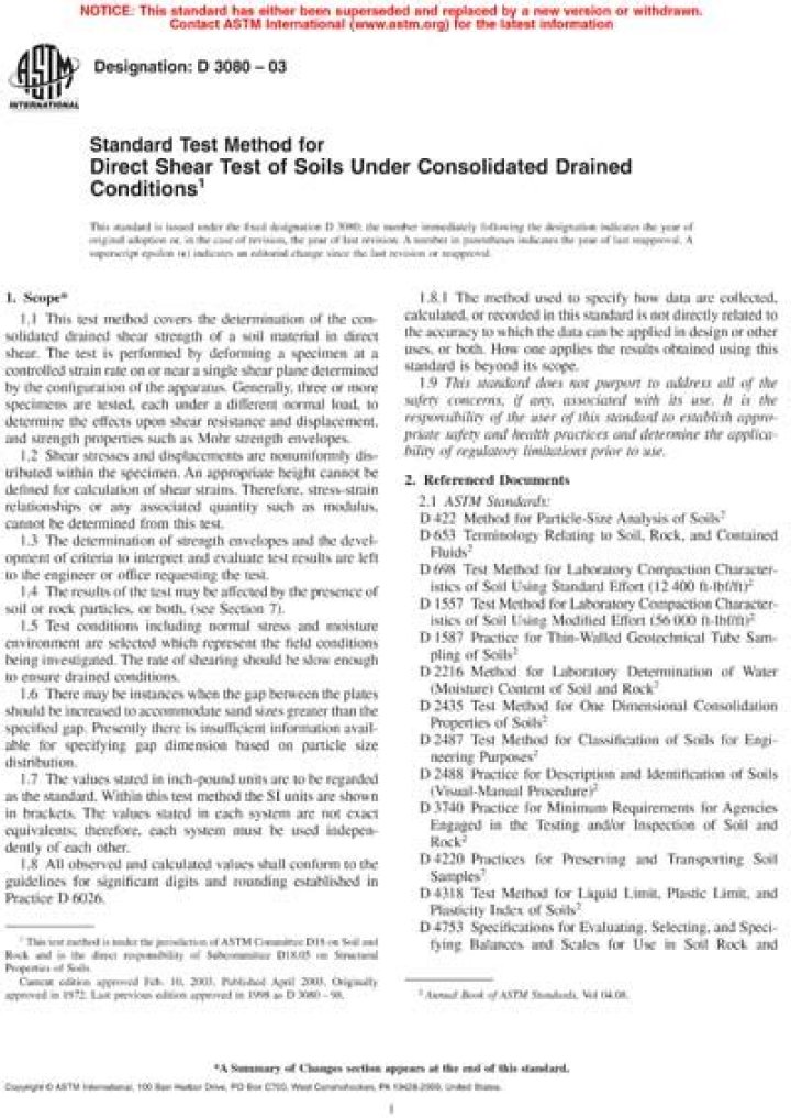 Direct Shear Test ASTM D3080: Essential PDF Guide & Technical Details