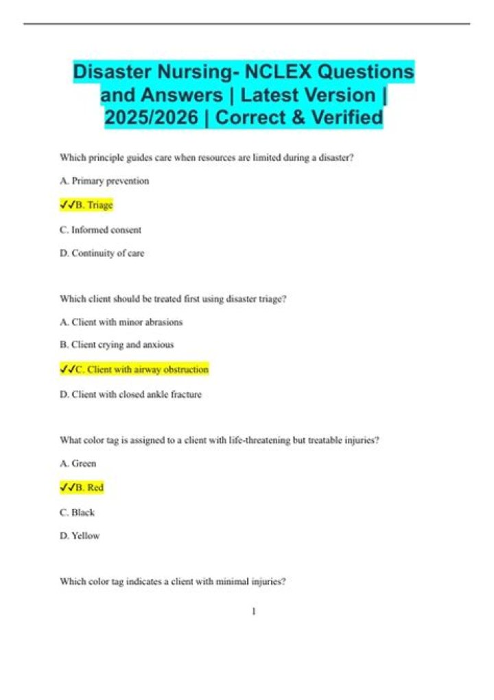 Disaster Nursing Questions & Answers PDF – Expert Guide