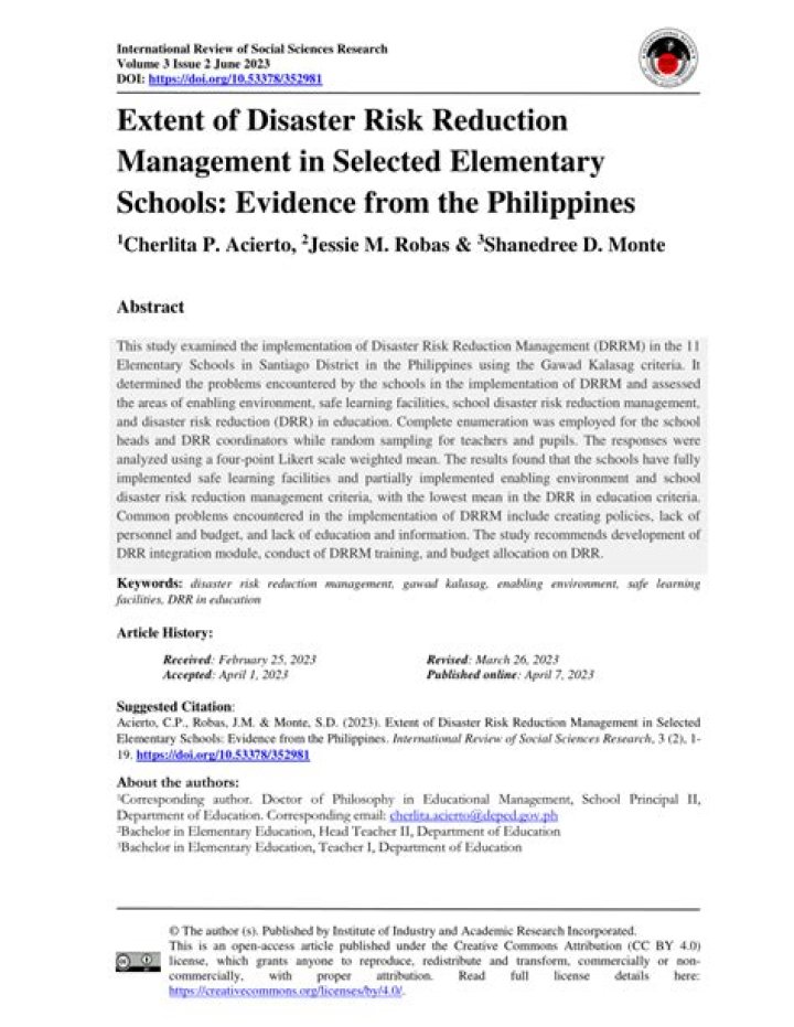 Disaster Risk Reduction Management Research Paper (PDF)