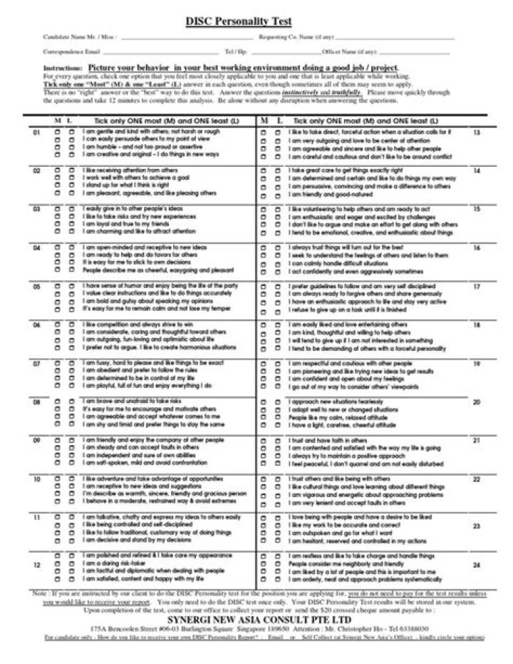 Disc Personality Test Questionnaire PDF – Instant Self-Assessment
