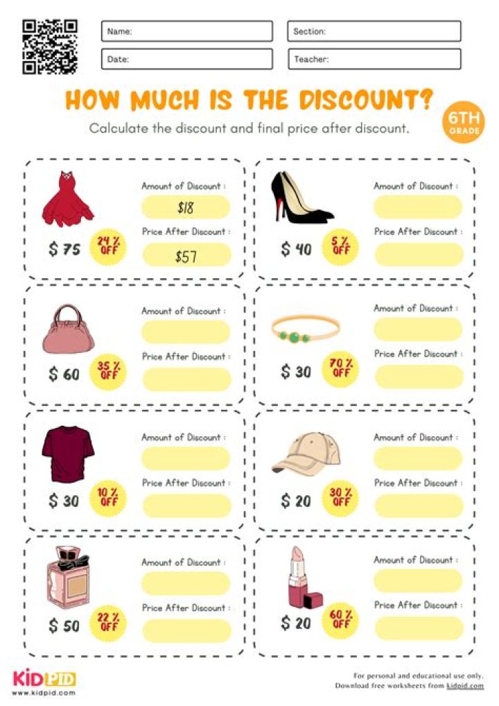 Download Free Discount Worksheet PDF for Easy Budgeting
