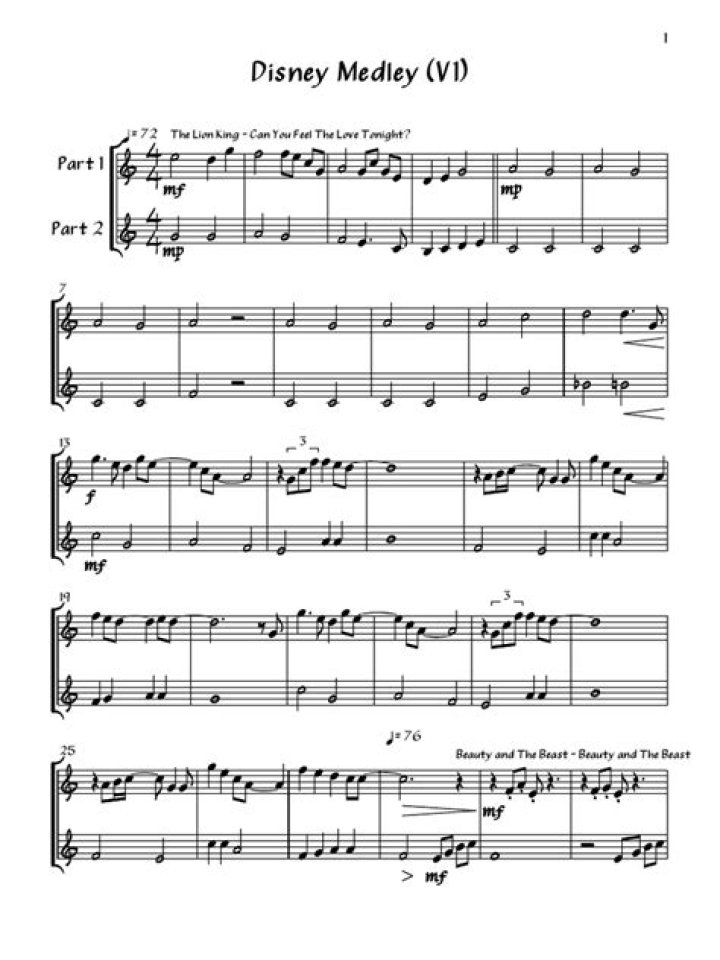 Disney Medley Sheet Music PDF – Download Free Printable Arrangement
