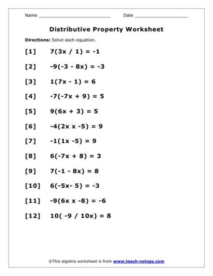 Distributive Property 6th Grade Worksheet PDF – Practice Problems & Answers