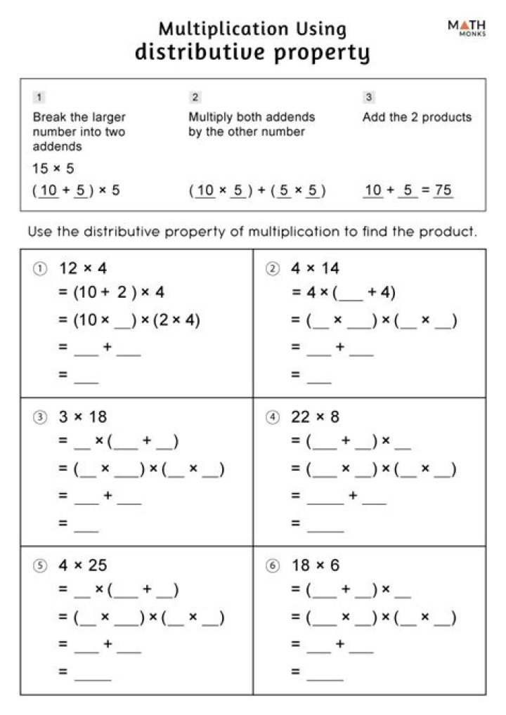 Distributive Property Worksheet 3rd Grade PDF – Practice & Learn