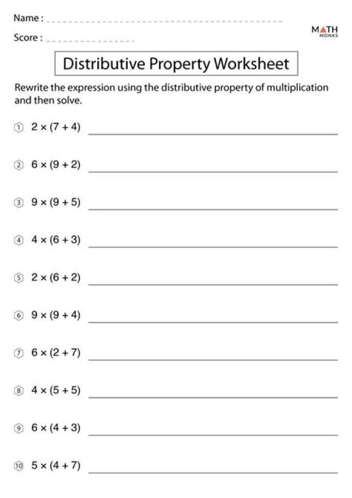 Distributive Property Worksheet 6th Grade PDF: Practice & Answer Key