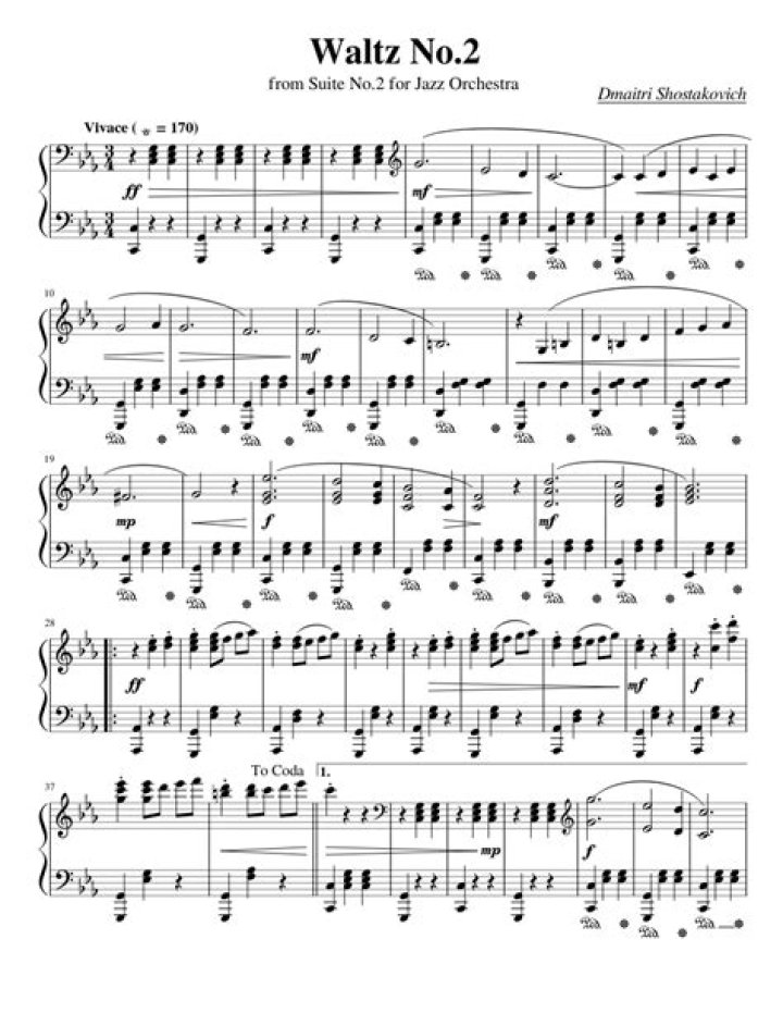 Free Download: Dmitri Shostakovich Waltz No. 2 Piano Sheet Music PDF