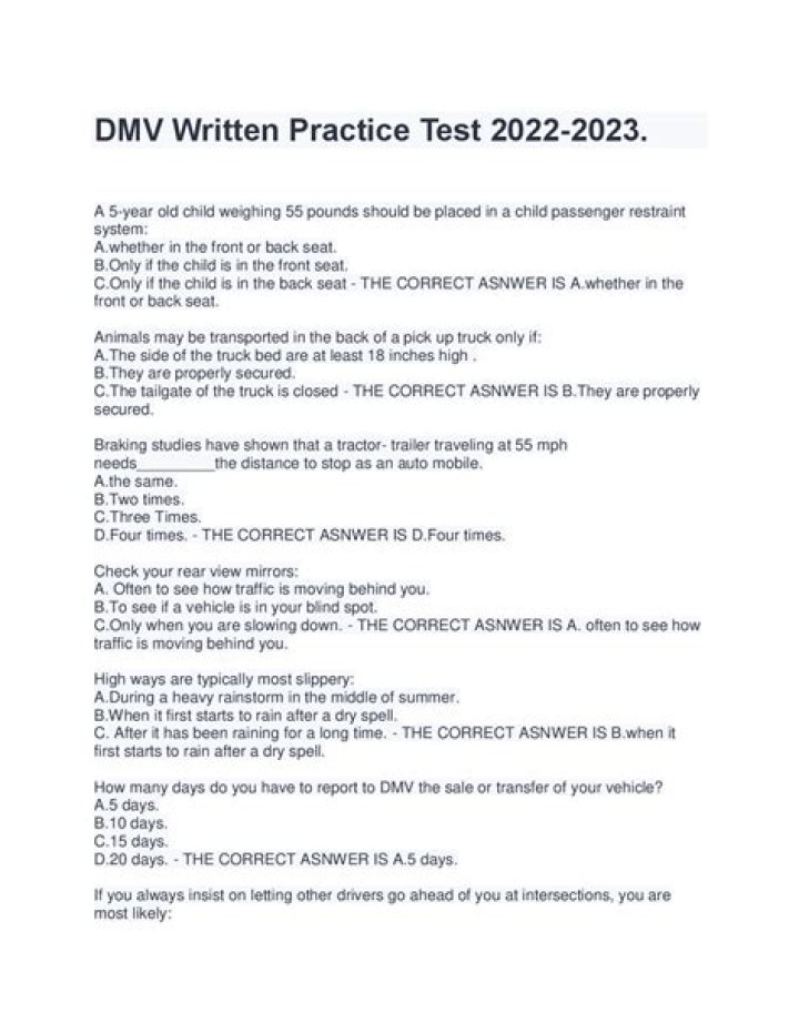 DMV Driving Test Questions PDF: Pass Your License Exam