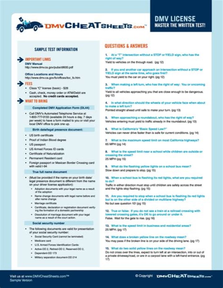 DMV Practice Test Cheat Sheet PDF: Master Your License Exam