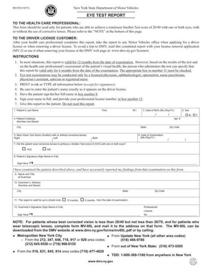 Download DMV Vision Test Form PDF for Free