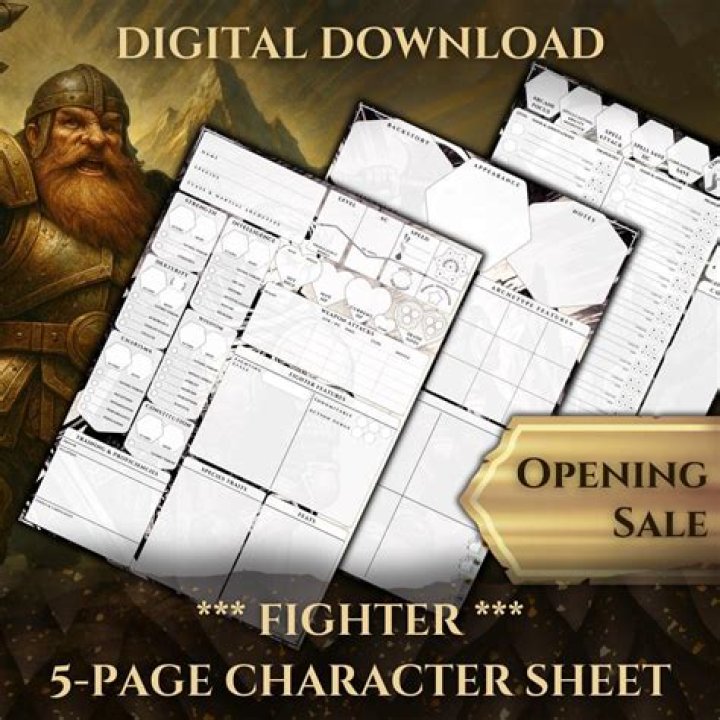 Download Free DND 5E Fighter Character Sheet PDF for Instant Gameplay
